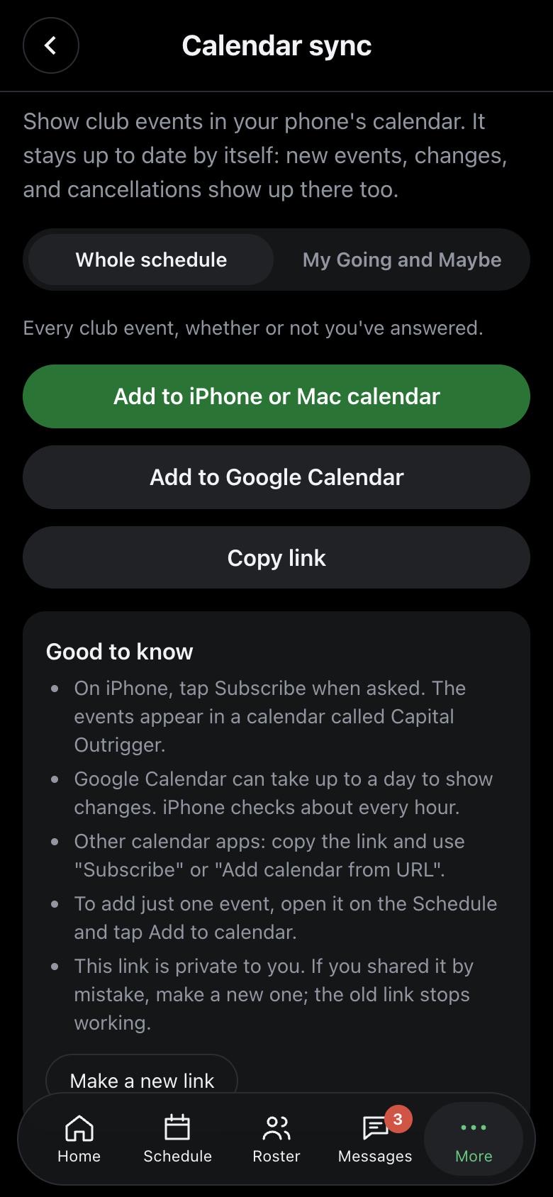 Calendar sync