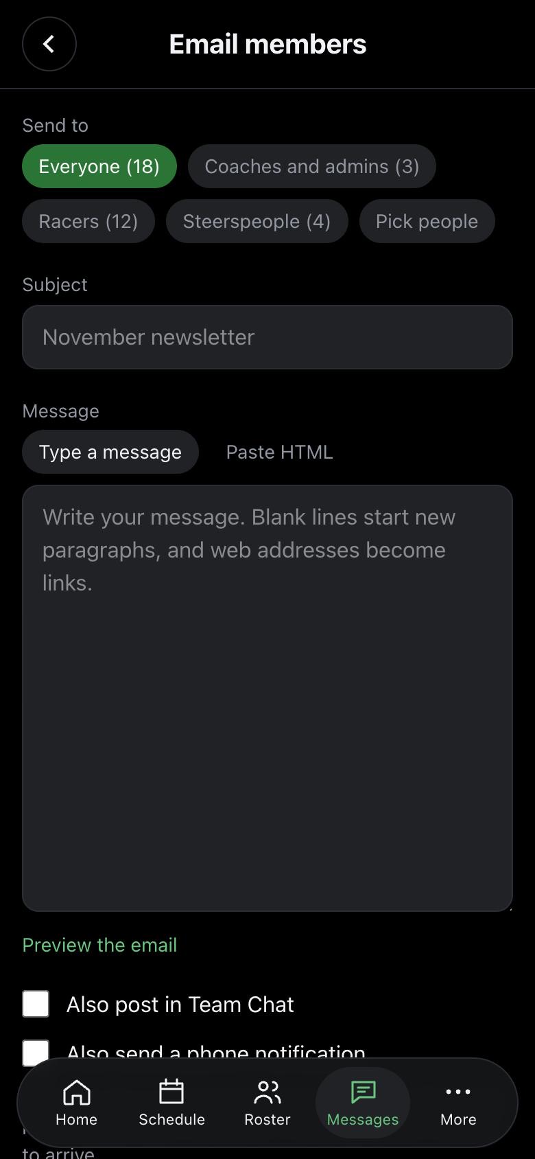 Email members