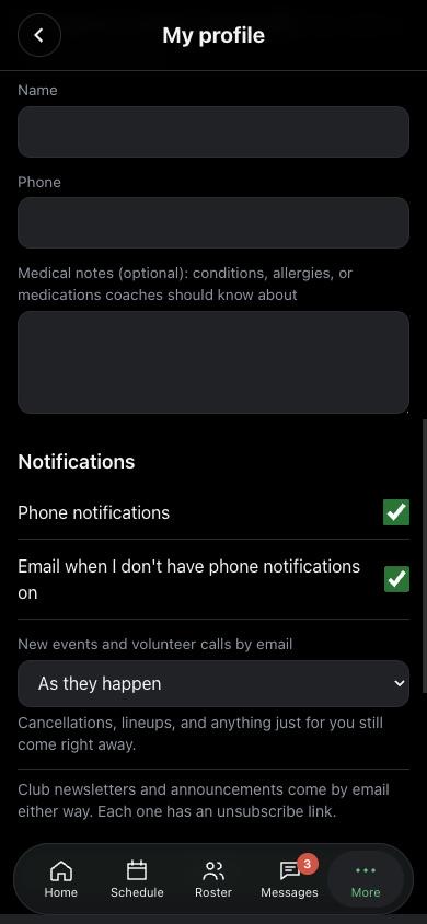 Notification settings