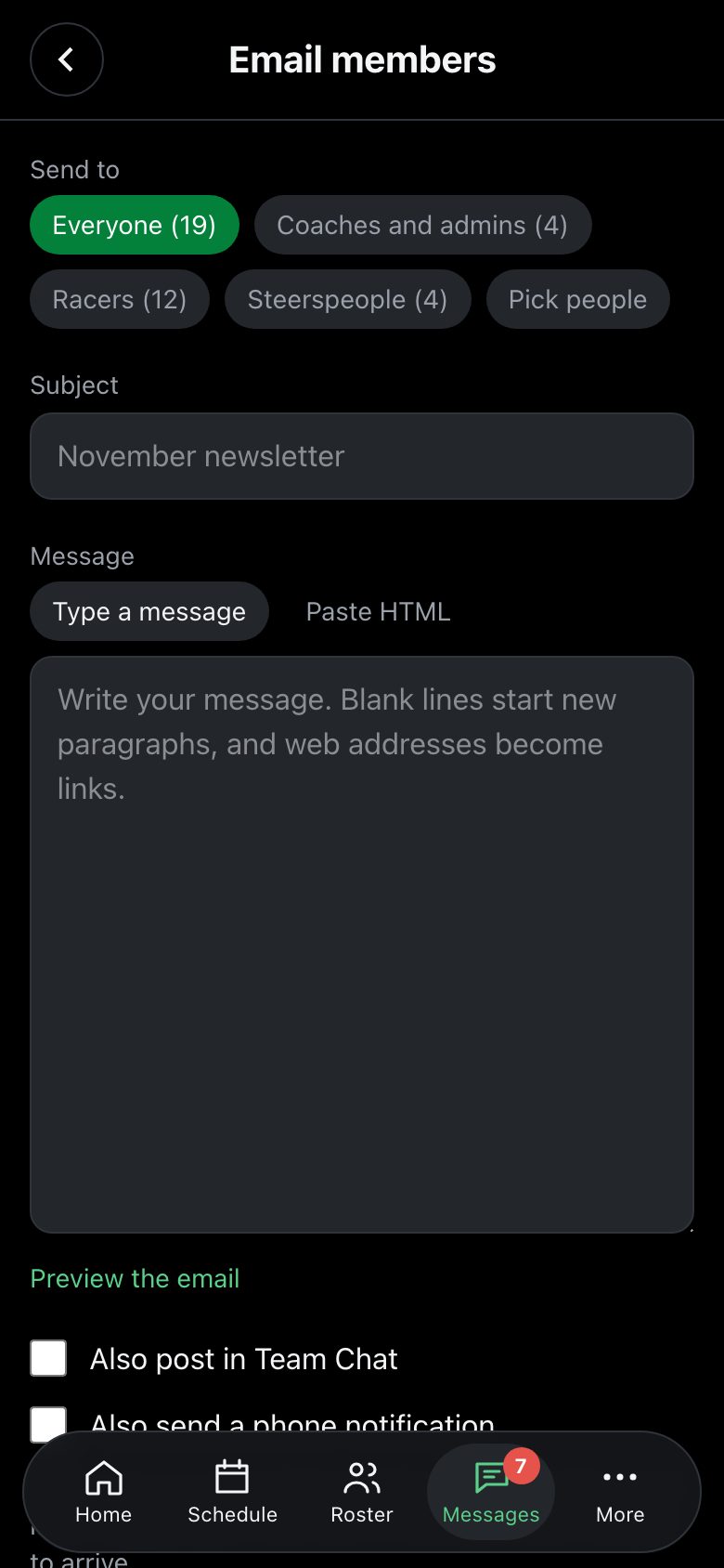 Email members