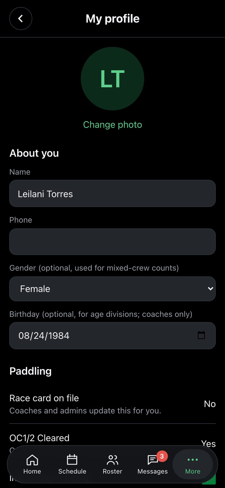 My profile
