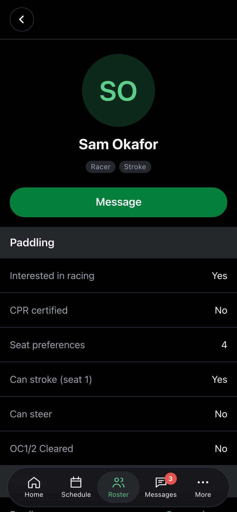 A member's profile
